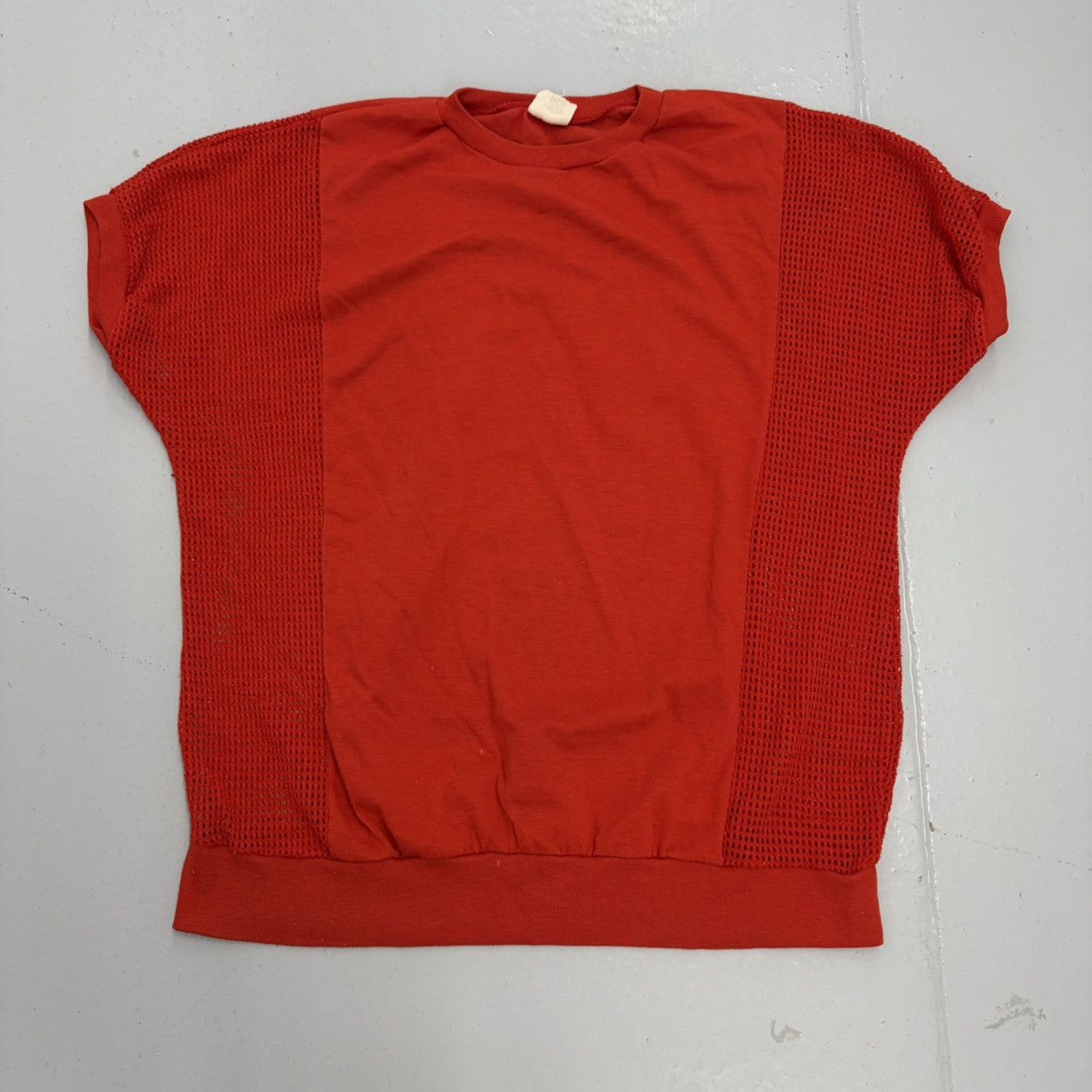 Vintage 60s Fast Track Red Boxy Cotton/Jersey Blank Top